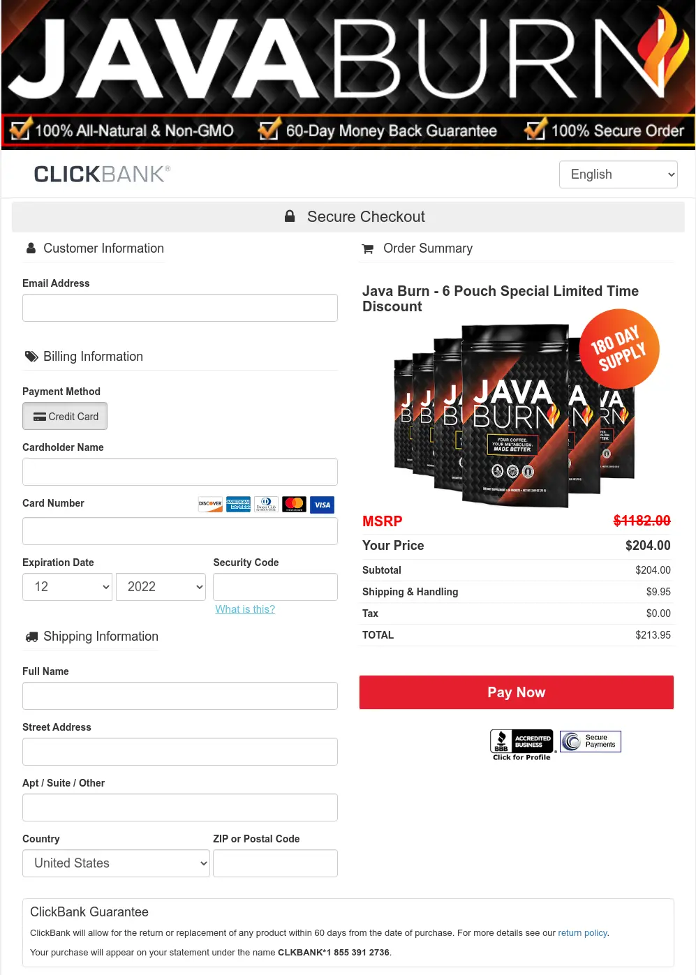 Java Burn Checkout